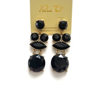 FALEN BLACK RHINESTONE DANGLE EARRINGS